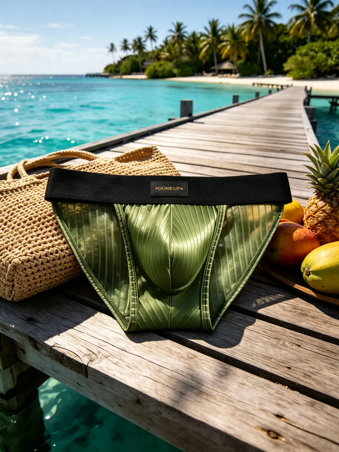 Heren lage taille driehoek korte glanzende pure verticale streep ontwerp U Ardennen Pouch Comfort zomer mannelijk ondergoed DP925 — image 8