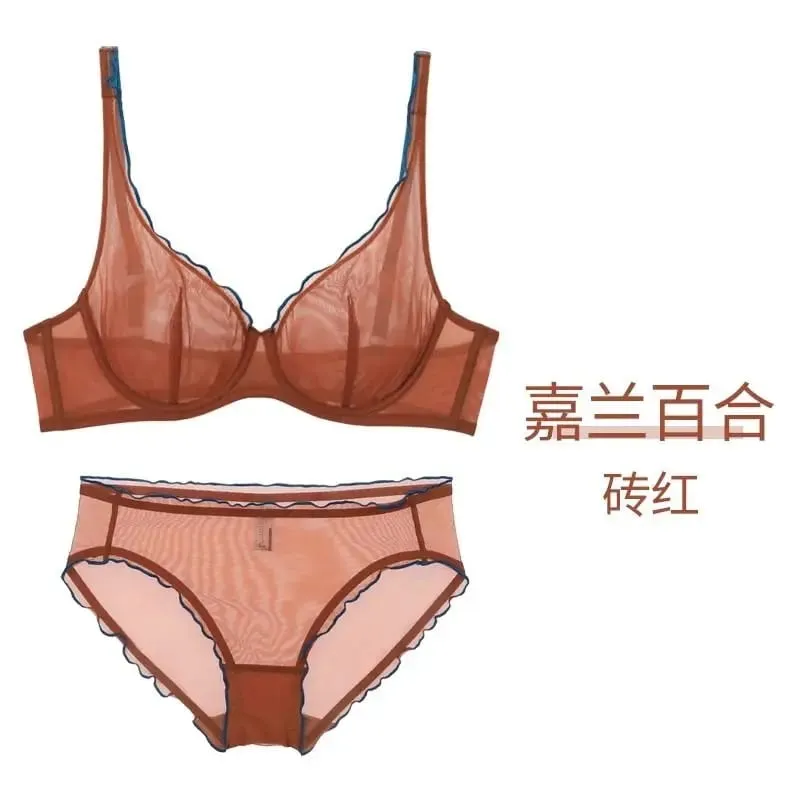 Minimizer 브래지어 플러스 사이즈 Underwire 프랑스 스타일 삼각형 컵 섹시한 메쉬 란제리 세트 지원 32-40 MOYISU 섹시한 브래지어 세트 BC — image 12