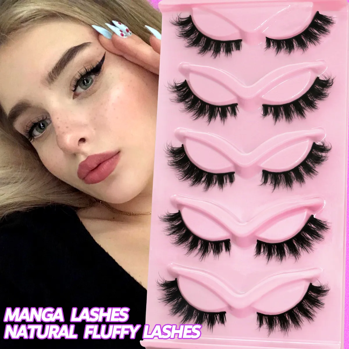 CAT EYE Lashes ดูธรรมชาตินุ่มขนตาปลอม Mink Long Winged End Eye ยาว Eye TAIL Eyelashes EXTENSION แต่งหน้า — image 2