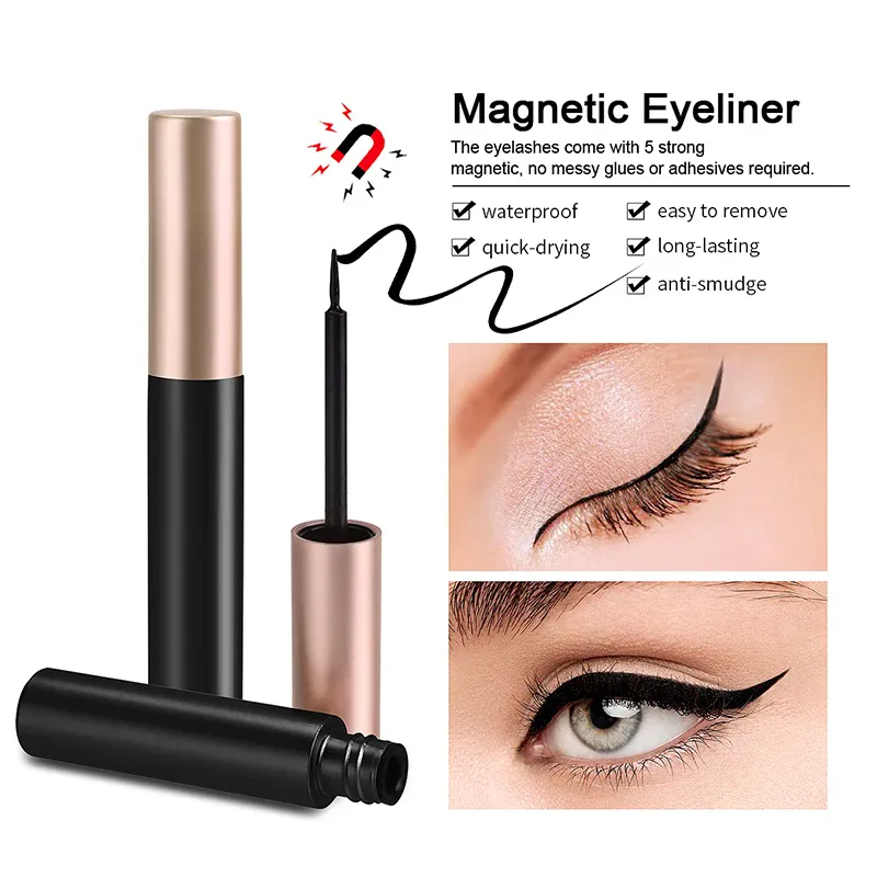 1/2 stk sort magnetisk eyeliner lim falsk øjenvippeforlængelse Magic selvklæbende flydende eyeliner Ingen blomstrende øjenmakeup Kosmetik