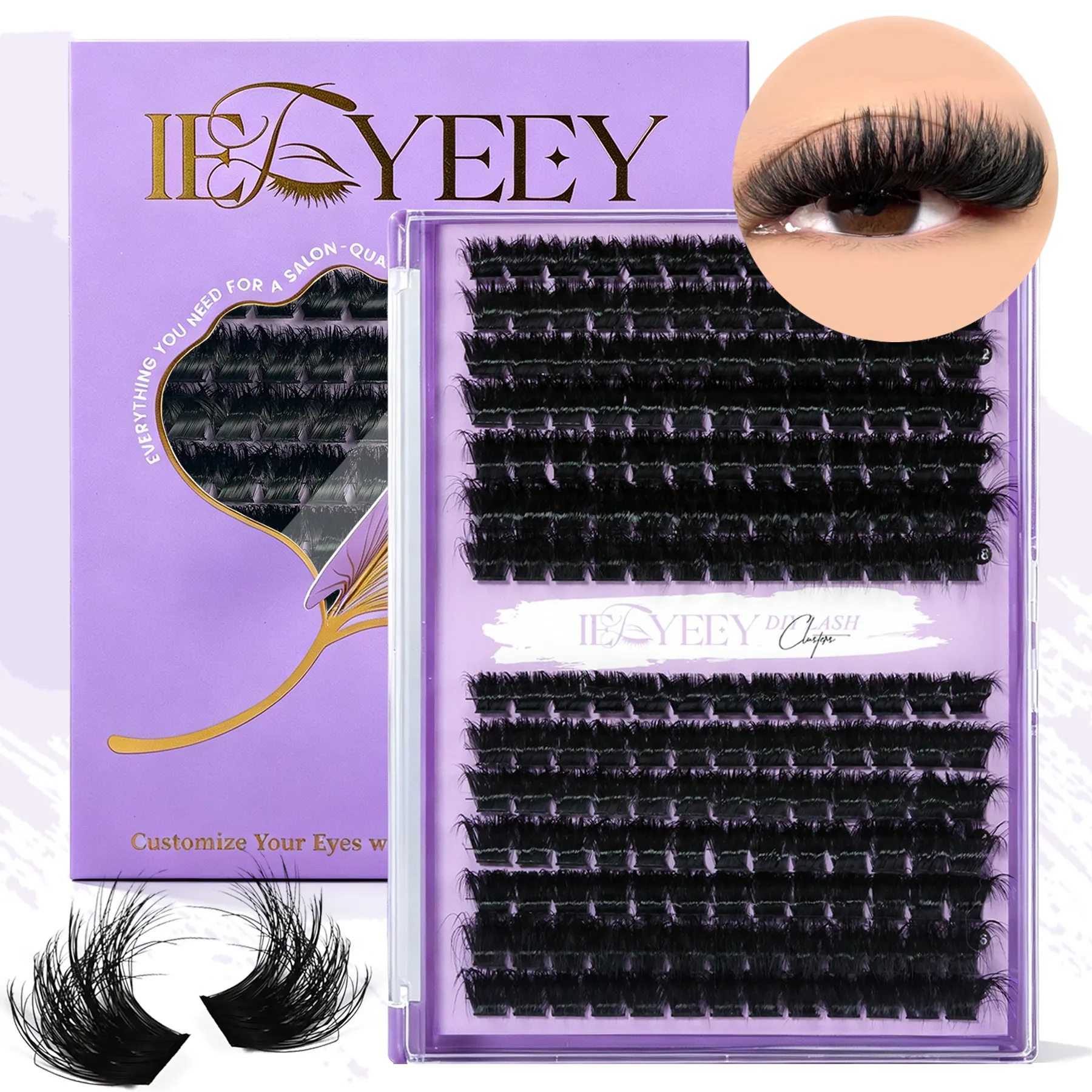 5D Volume Fluffy Lashes กลุ่ม 50D-150D ธรรมชาติหนา Mink Cluster Lashes 10-18 มม.ความยาวผสม DIY ขนตา — image 2