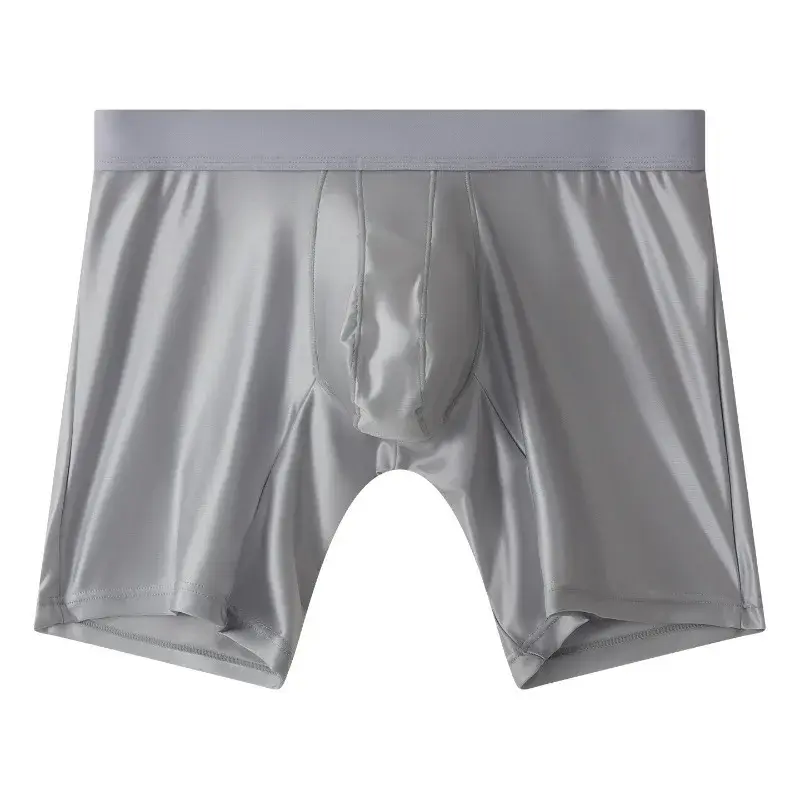 Intimo da uomo liscio e setoso, in raso elasticizzato, boxer a gamba lunga senza cuciture, custodia a tromba, mutande sportive, club party lingerie — image 10