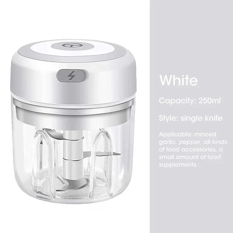 Electric Garlic Chopper 100/250ML Mini Portable Veggie Chopper Garlic Grinder Masher Onion Chopper Blender to Vegetable — image 15