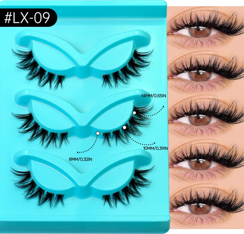 3 paires de cils Manga cils naturels œil de chat bande transparente faux cils aspect naturel faux cils bandes maquillage — image 13