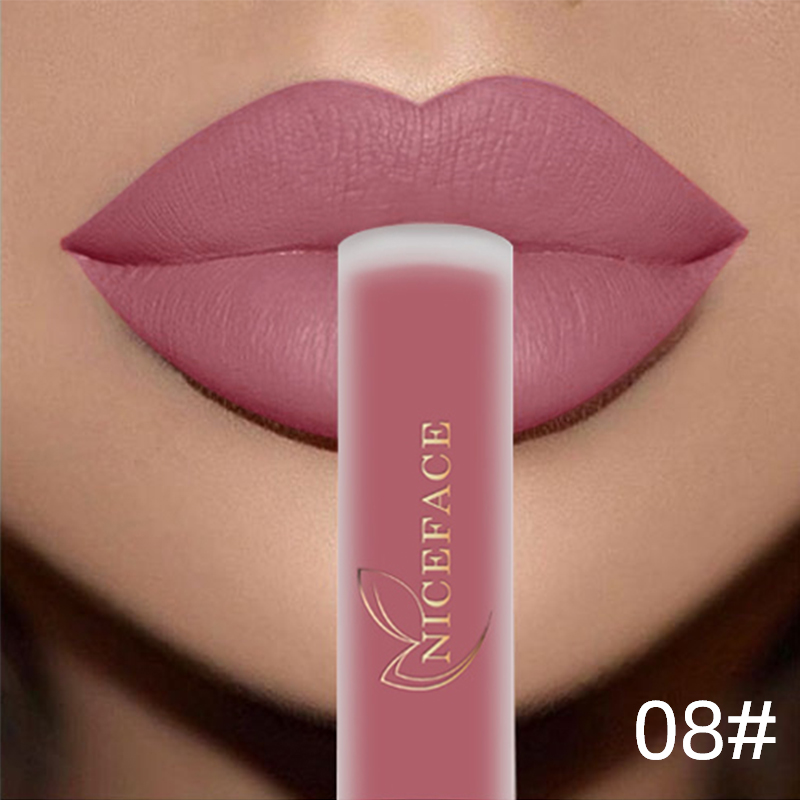 Nude Liquid ลิปสติก Waterproof Velvet Matte Lip Gloss Long Lasting Non-stick Cup Lip Tint แต่งหน้า Pigment เครื่องสำอาง — image 4