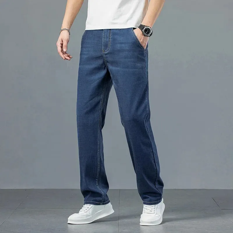 Jean Ultra-fin pour hommes, en tissu Lyocell, drapé doux, ample, droit, pantalon Denim décontracté, pantalon de rue à jambes larges, nouvelle collection été 2026 — image 5