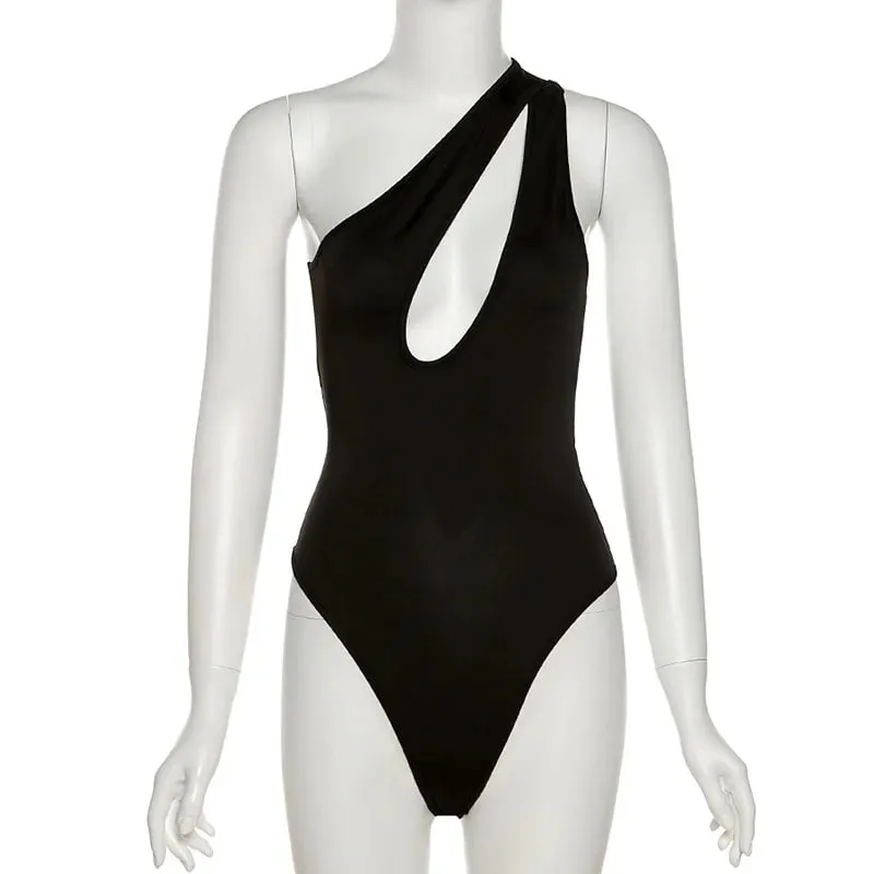 Nibber Solid Elastic Aesthetic Print Bodysuit Women 2021 Sexy Halter Backless panelled One Piece Female Elastic Summer Swimsuit — image 6