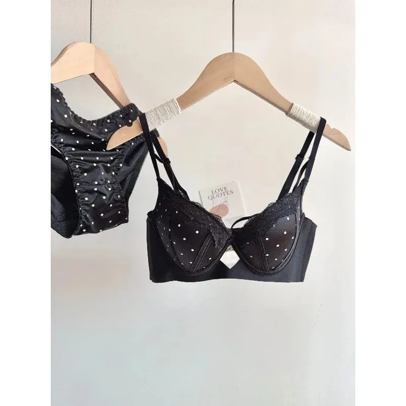 Französisches Spitzen-Push-up-BH-Set, gepunktet, kleine Körbchenformung, süße sexy erotische Dessous, Komfort-Bügel, Damen-Intimbekleidung, S-XL — image 4