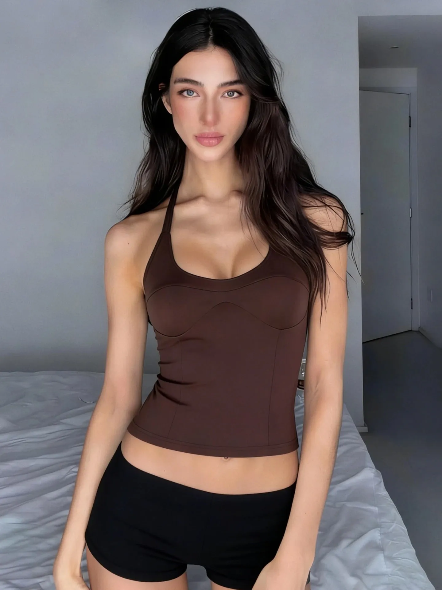 Dulzur Kamisol Crop Berenda Punggung Terbuka Seksi Wanita Pakaian Musim Panas Gaya Pantai Liburan Pesta Atasan Halter Slim Fit Kasual Solid Y2K — image 4