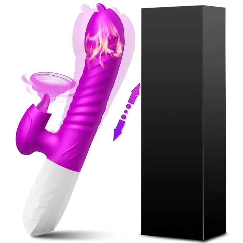 Stoßvibrator für Frauen, lecken G-Punkt-Klitoris-Nippel-Stimulator, Heizung, realistischer Dildo, Masturbation, Sexspielzeug für Erwachsene — image 8
