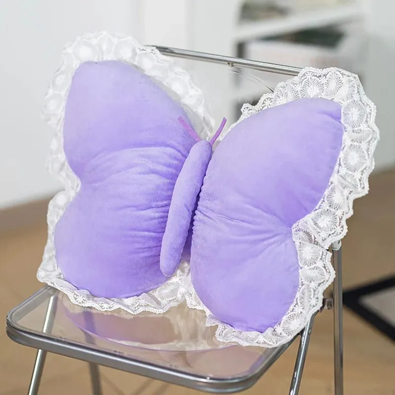 Bantal Renda Kupu-kupu Bantal Dekoratif Berbentuk Kupu-kupu untuk Sofa Tempat Tidur Sofa Bantal Penopang Lumbar Beludru Mewah untuk Kursi Kantor — image 3
