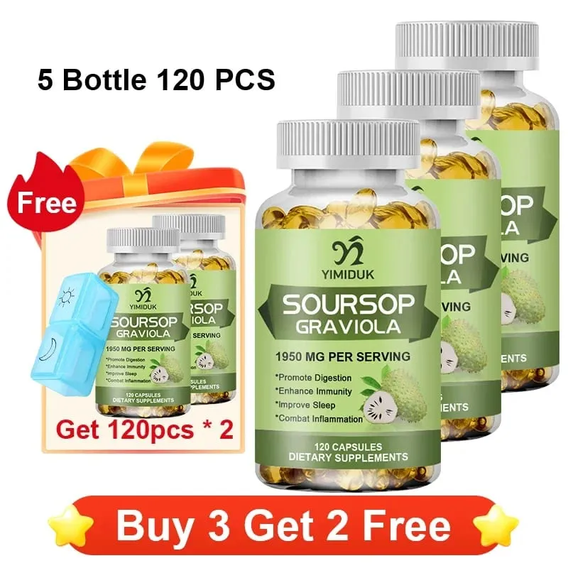 Le capsule di Graviola Soursop da 1950 mg supportano una digestione sana del sistema immunitario, un sonno migliore e un'attività antiossidante naturale — image 13