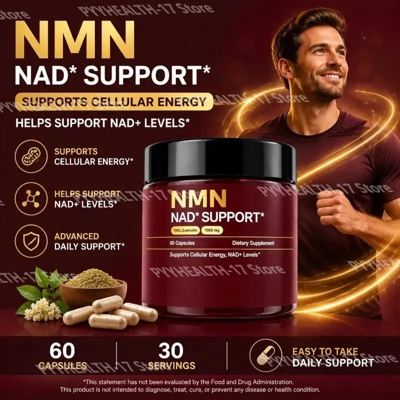 NMN NAD+ добавка для поддержки 1000 мг с TMG и кверцетином для клеточной энергии, здорового старения и антиоксидантной поддержки, 60 капсул