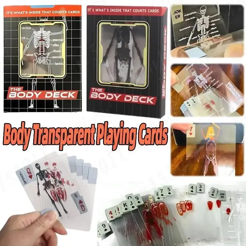 Human Skeleton Knowledge Pokerové karty Průhledné PVC vodotěsné karty Vzdělávací dárky a sběratelské předměty pro studenty medicíny — image 1