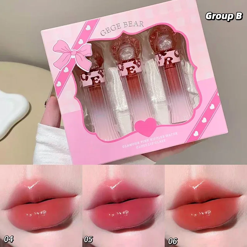 Gege Bear – ensemble de rouge à lèvres léger à l'eau, brillant à lèvres miroir, hydratant, longue durée, cadeau pour amoureux — image 9
