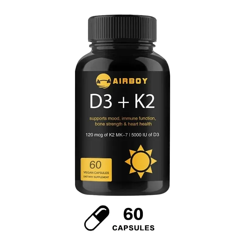 Vitamin D3+K2-Kapseln – zur Regulierung des Kalziumstoffwechsels, Förderung der Gesundheit von Knochen, Herz und Immunsystem