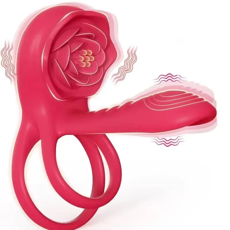 Rose Vibrating Cock Ring Penis Lengan Vibrator G-spot Clitoral Stimulator 10 Getaran Mainan Seks untuk Lelaki Dewasa Clitoris Vibrator