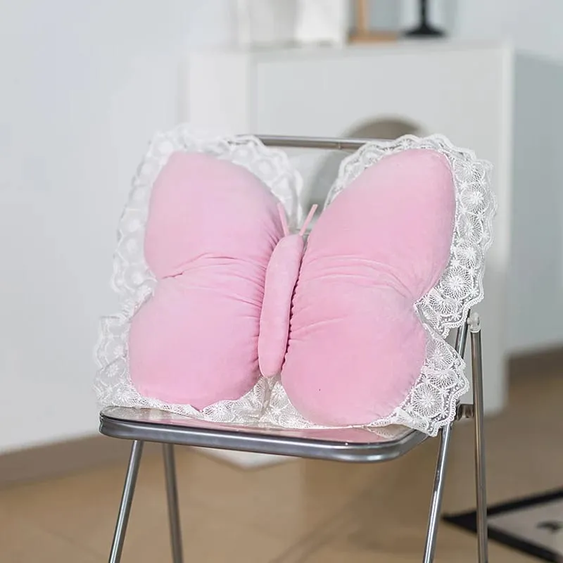 Bantal Renda Kupu-kupu Bantal Dekoratif Berbentuk Kupu-kupu untuk Sofa Tempat Tidur Sofa Bantal Penopang Lumbar Beludru Mewah untuk Kursi Kantor — image 7