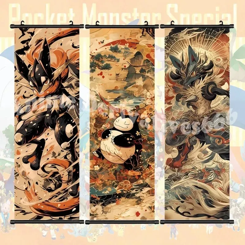 Poster stampato Anime Opere d'arte da parete Gengar Immagini Charizard Dipinto su tela Pikachu Appeso Pergamene Home Room Decor — image 3
