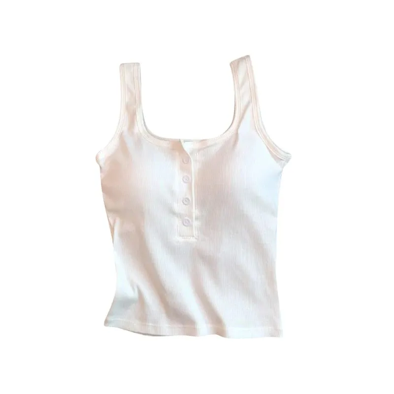Dames effen kleur spaghettibandjes mouwloos slank hemdje met borstkussen zomerkleding buiten vrouwelijke korte tops vesten — image 11