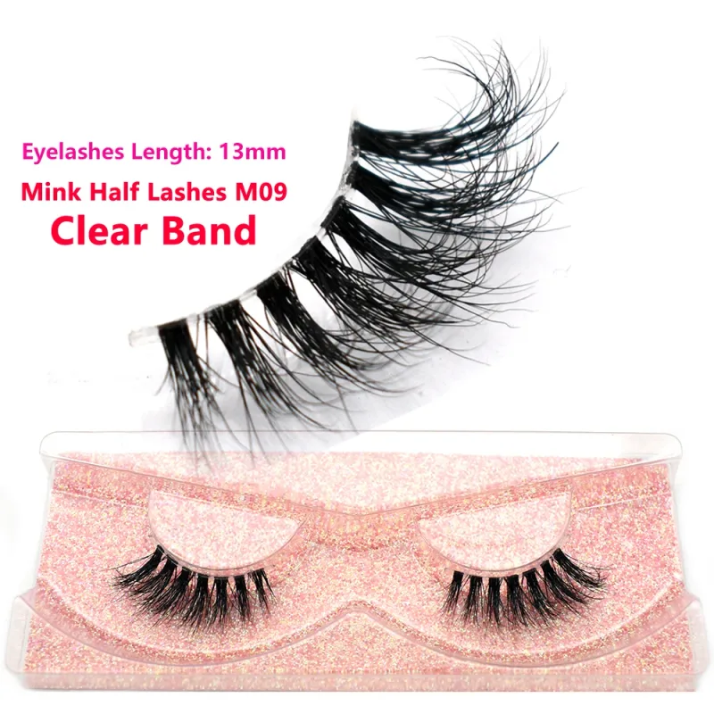 Pestañas de medio ojo, pestañas postizas cortas de visón 3D naturales, tira cruzada fina y esponjosa, pestañas postizas suaves, media extensión de pestañas, maquillaje — image 36