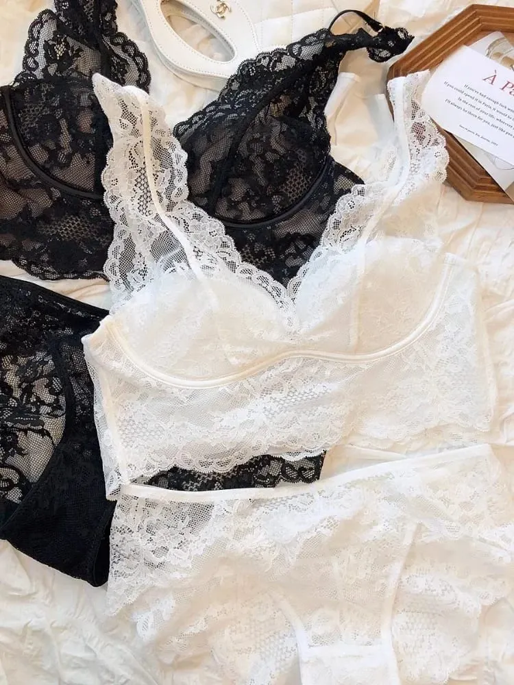 Lace Bralette Set - Wireless Anti Sagging Bra Adjustable Breathable Lingerie No Underwire Comfort Thin Sexy Everyday Wear — image 4