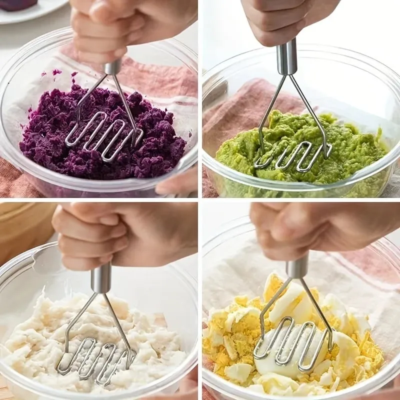 1pc Stainless Steel Wave Potato Masher - Ideal for Kitchen Vegetable and Fruit Puree - Kitchen Essentials Durable Kitchenware — image 2