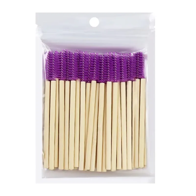 50 stk. Bambus håndtag øjenvippe børster Mascara tryllestave Applikator Øjenvipper Extension Brush Øjenbryn Spoolie Børster Makeup Tool