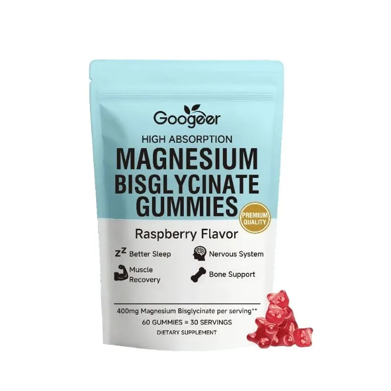 Gomas de bisglicinato de magnésio 400 mg sabor framboesa apoia a saúde óssea e função muscular suplemento dietético para adultos 60 contagem