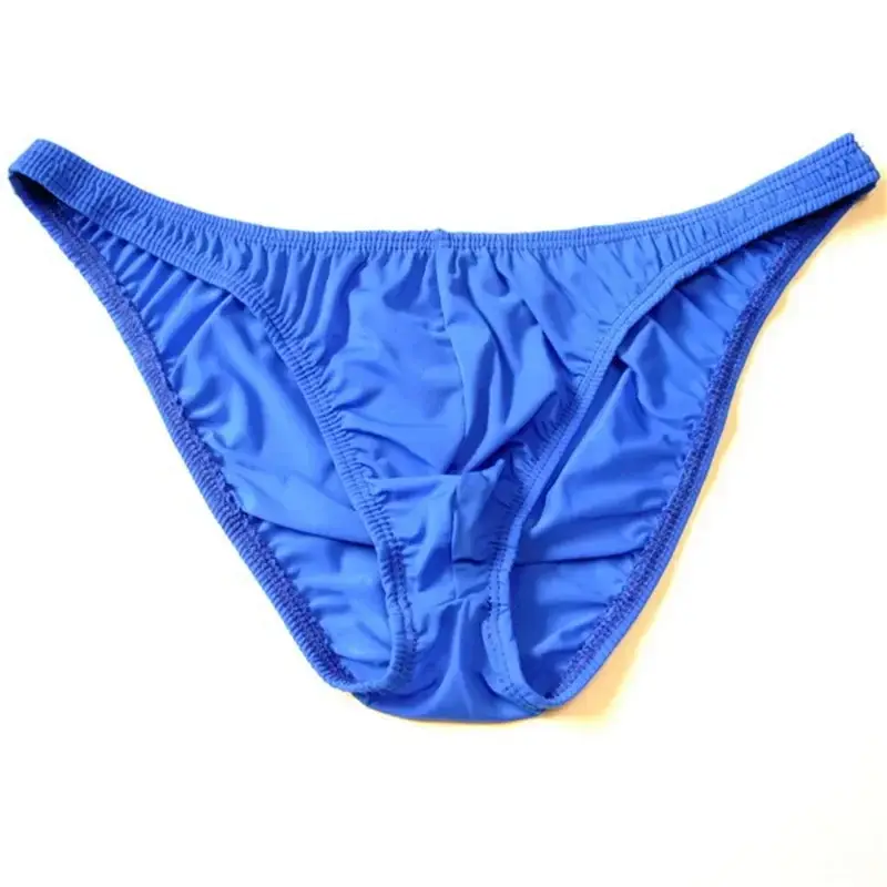 Men Pouch Panties Ice Silk Solid Color Briefs Sexy Seamless Underwear U Convex Male Underpants — image 2