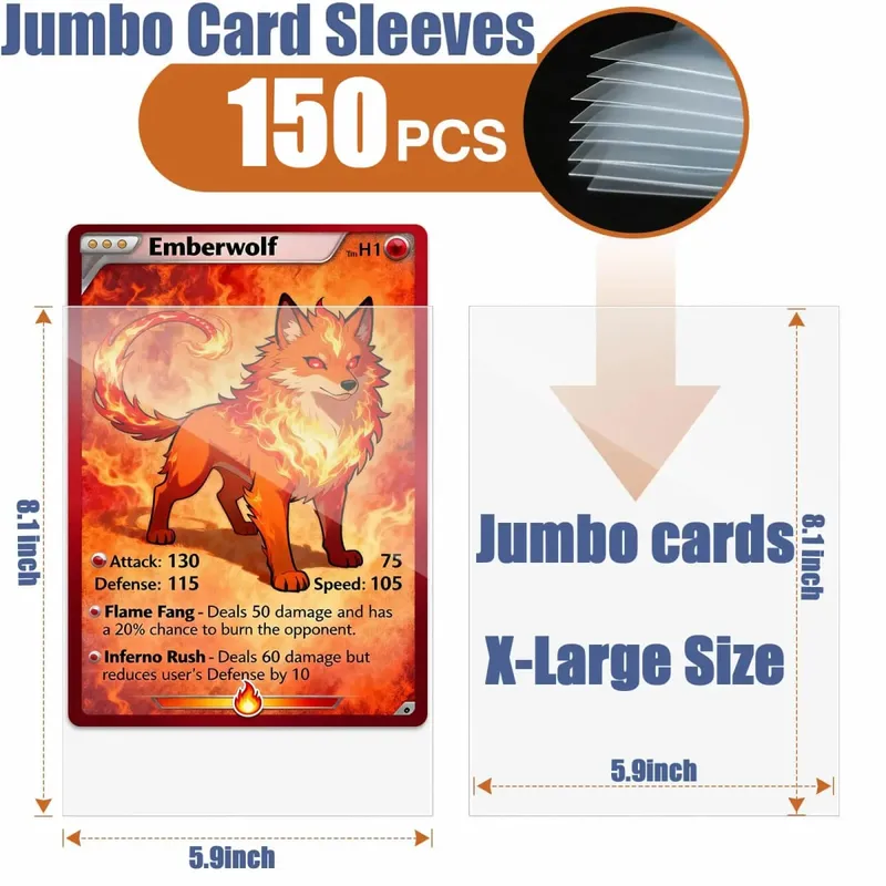 Jumbo Cards Sleeves L Xl Large Size Transparent Card Holder Protector For Tcg Mtg Game Sport Cards Oversized Trading Card Photo — image 14