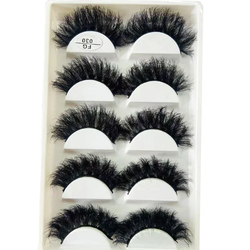 5 Pasang Bulu Mata Mink Buatan Tangan Bulu Mata Palsu Pendek Lebat Asli Bulu Mata Berantakan Panjang Bulu Mata Makeup Peringkat Boleh Diguna Semula — image 33