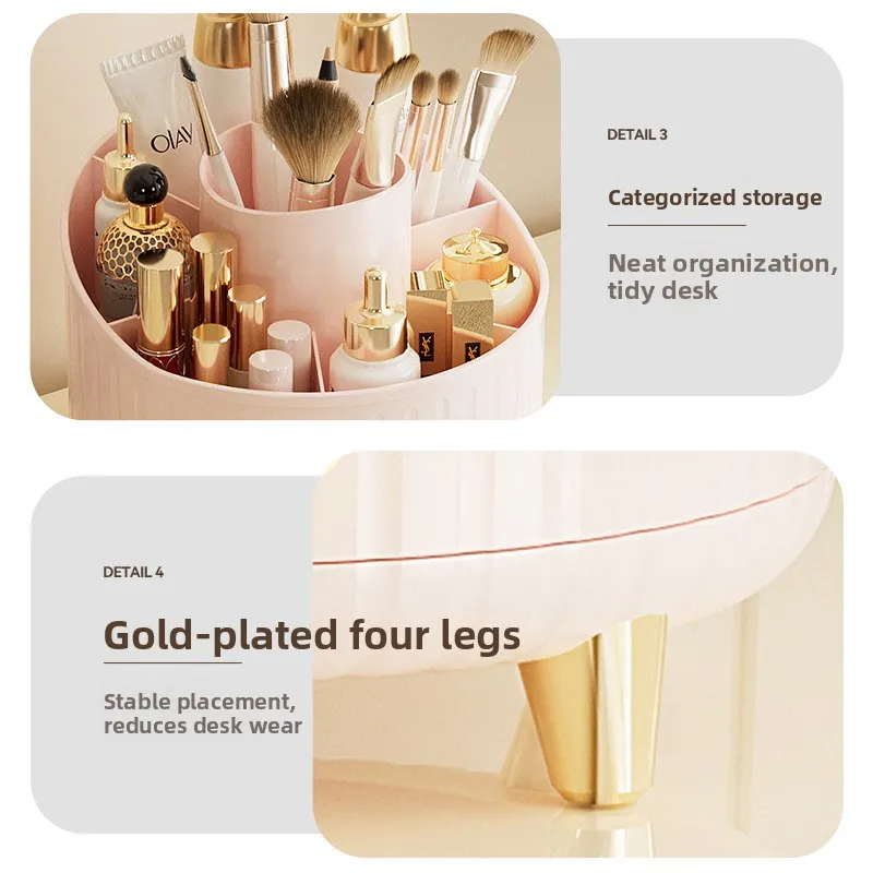 Um 360° drehbarer Make-up-Organizer – 1 Stück Kunststoff-Kosmetikaufbewahrung mit 7 Fächern – multifunktionaler Halter für Pinsel — image 4
