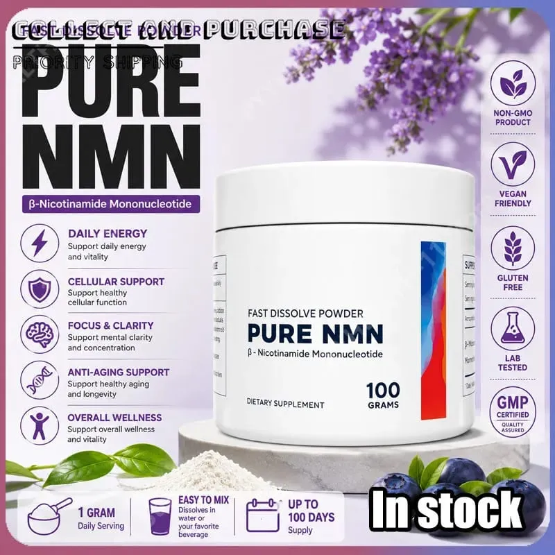 NMN (Nicotinamide Mononucléotide) Poudre 100g 500mg par portion de haute pureté Dissolution rapide Énergie et bien-être quotidiens végétaliens — image 1