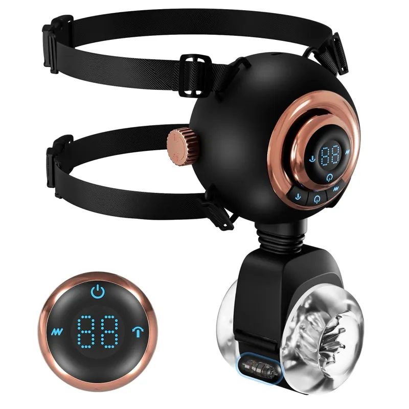 Masturbador masculino automático com cintos removíveis lcd ajustável machos adultos brinquedos sexuais masturbação pênis wearable Stroker para homens