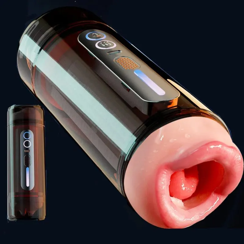 ที่สมจริงช่องปากช่องคลอดสองหัวใช้ชายMasturbatorอัตโนมัติVibrating Moaningพ็อกเก็ตหีเสียงอมควยคัพเพศของเล่นสำหรับผู้ชาย — image 1