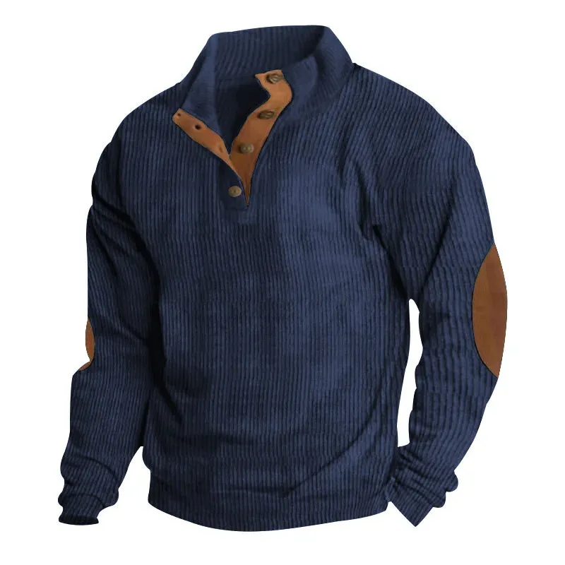 Męska bluza z długim rękawem Cargo American Splicing Patch Pullover Męska kurtka outdoorowa sztruksowa z długim rękawem — image 4