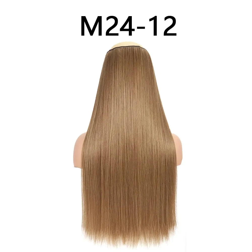 สังเคราะห์ 24 นิ้ว One Piece 5 คลิปยาวตรงทรงผมทนความร้อนปลอม Hairpiece สำหรับผู้หญิง NATURAL Brow — image 26