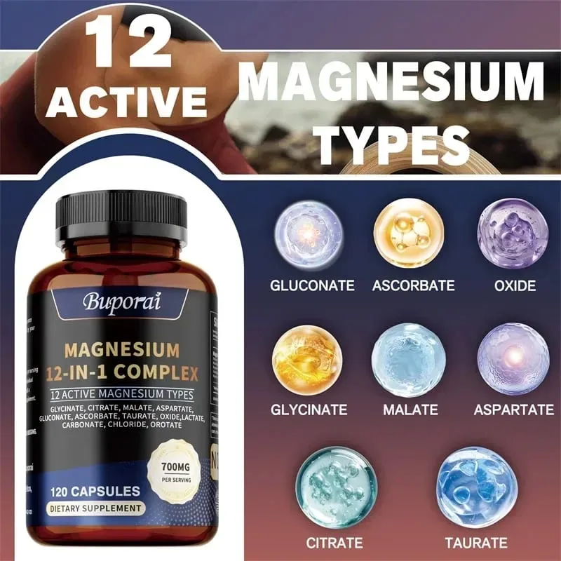 Magnesiumkomplex-Kapseln – lindern Nervenstress und Muskelkontraktionen, unterstützen die Knochengesundheit und stärken die Immunfunktion — image 2