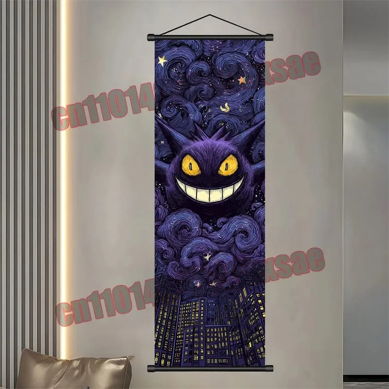 Printed Pokemon Poster Anime Wall Artwork Gengar Eevee Pikachu Images Scroll Paintings Retro Artist Home Living Room Decor