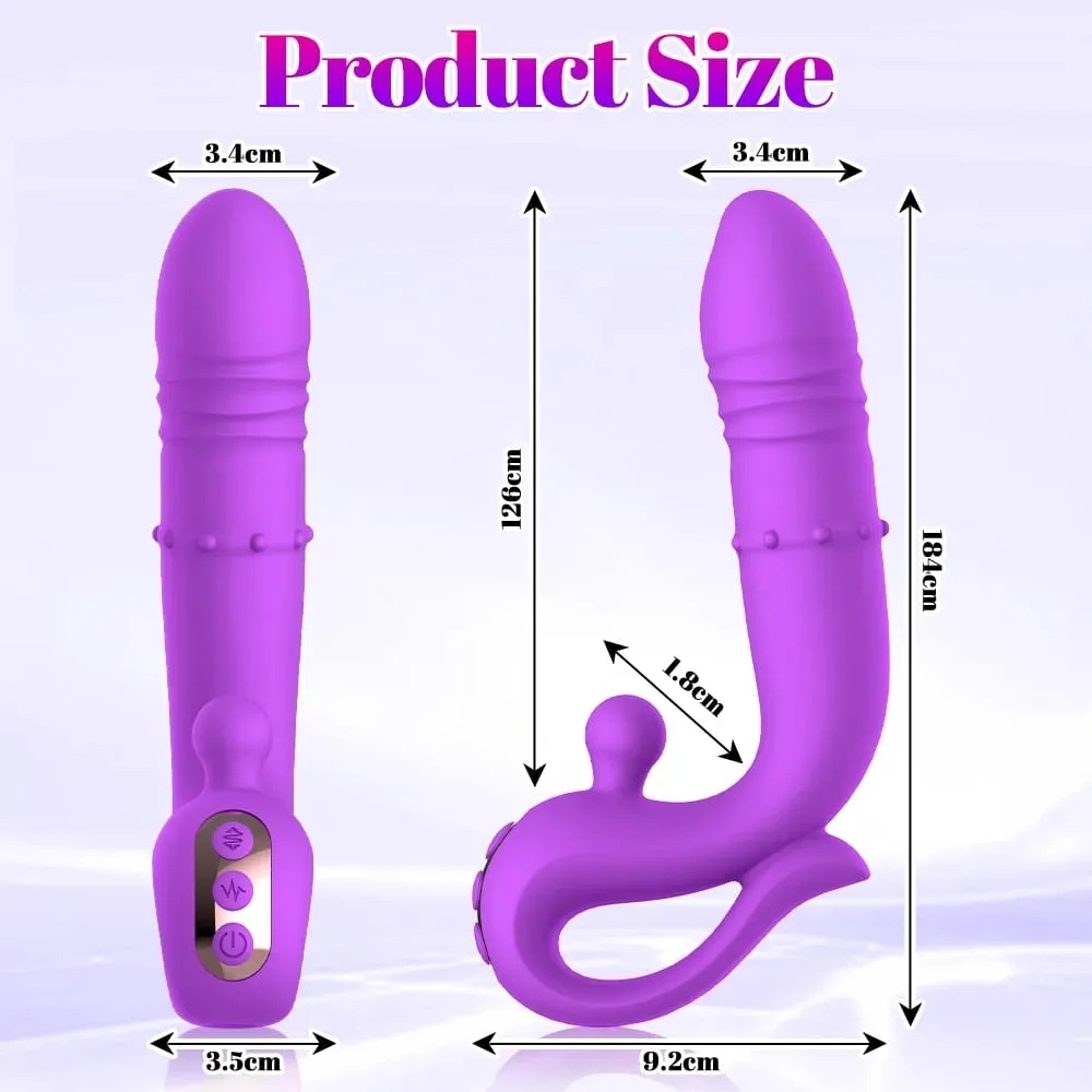 Realistic Dildo Telescoping Masturbator for Women Powerful G-Spot Clitoral Vaginal Vibrator with Nipple Stimulator Adult Sex Toy