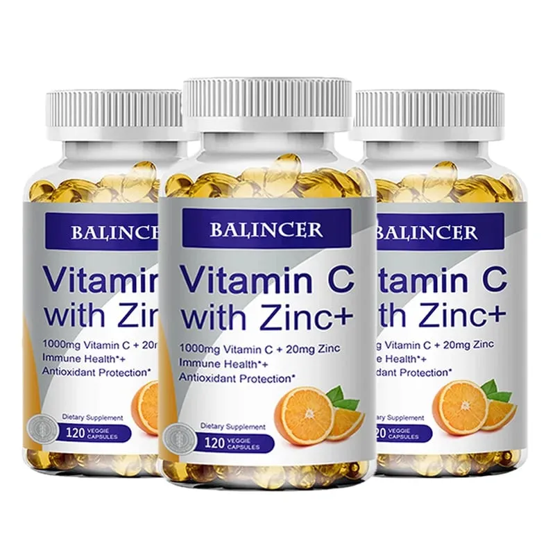 Vitamin C with Zinc Bioavailable Ascorbic Acid Zinc Oxide Non-GMO and Gluten-Free Supplement