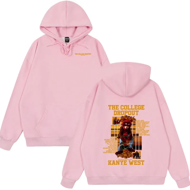 Rapper Kanye West The College Dropout Bear Graphic Hoodies Summer New Style Clothing Hip Hop Oversized Streetwears Spring Wears — image 6