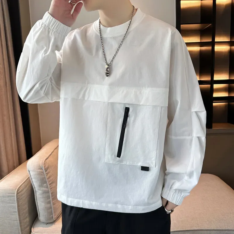 Pullover Ringan dan Bernafas Lelaki Kasual Musim Bunga Musim Panas Tarikan Hoodie Pakaian Jalanan Pakaian Baju Sweat Top Pejal
