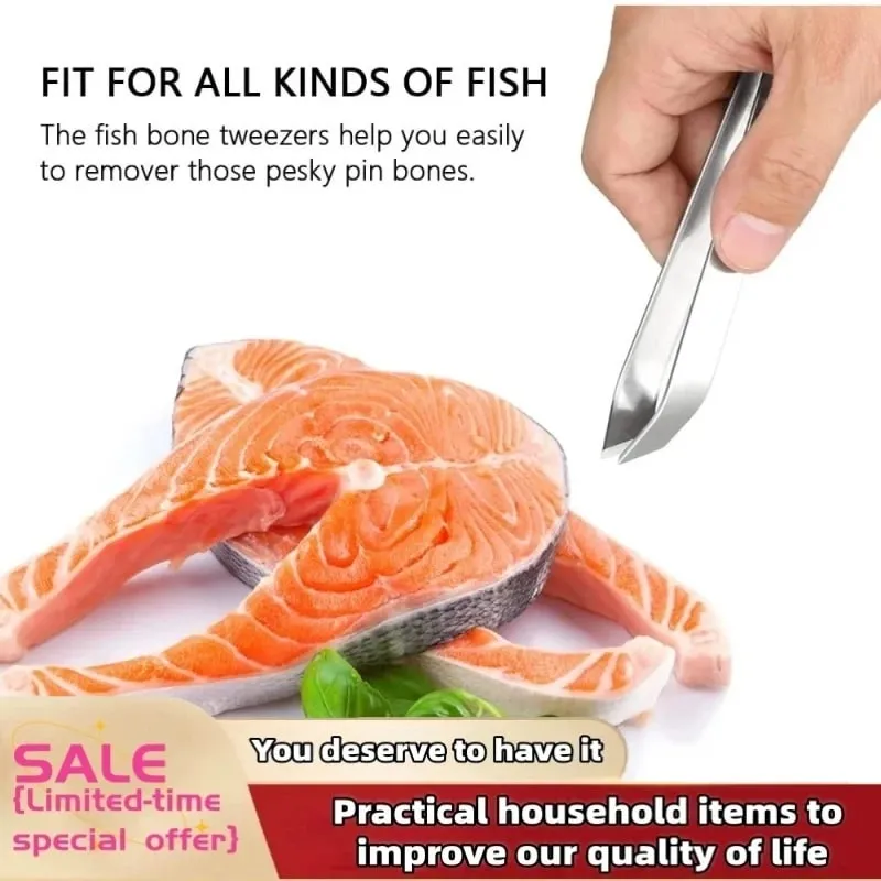 1/2Pcs Stainless Steel Fish Bone Tweezers Pincer Clip Puller Remover Tongs Fish Bone Plucking Clamp Kitchen Gadgets Tools — image 4