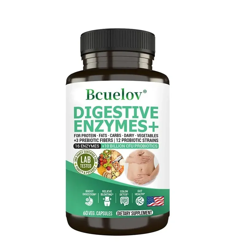 Digestive Enzyme Supplement - 3 Prebiotics 12 Probiotics 10 Billion CFU - Digestion Nutrient Absorption Colon Detoxification — image 8