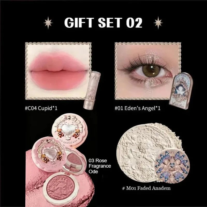 Flower Knows Little Angel Collection Coffret cadeau de maquillage Fard à paupières Crème Blush Rouge à lèvres mat Kit complet — image 9