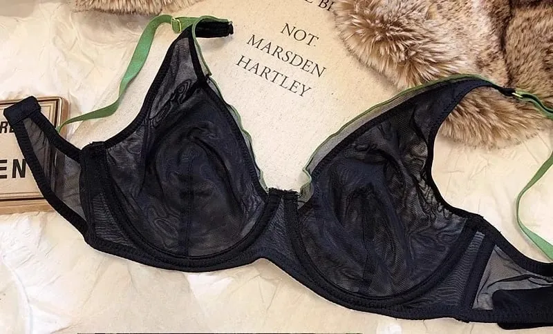 Minimizer 브래지어 플러스 사이즈 Underwire 프랑스 스타일 삼각형 컵 섹시한 메쉬 란제리 세트 지원 32-40 MOYISU 섹시한 브래지어 세트 BC — image 14