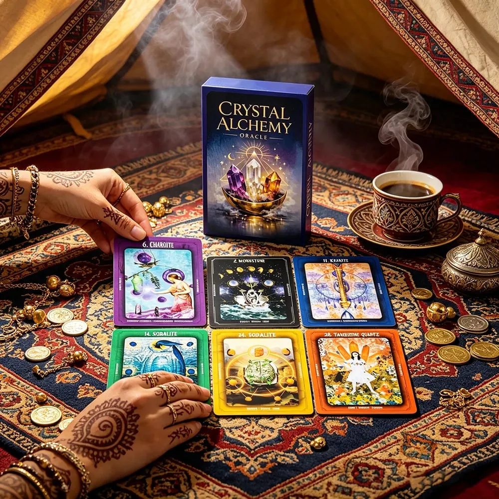 Cartas de oráculo de alquimia de cristal, cubierta de adivinación, curación de cristal, guía espiritual, juego de mesa de Tarot para lectura del destino, brujería — image 3