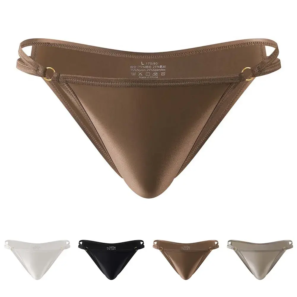 Men's Shiny Satin Low Rise Briefs Half Wrapped Buttocks U Shaped Pouch Comfort Underwear Stretch Fabric Size M 2XL — image 3